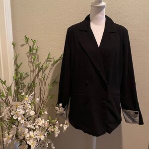 JustFab Long BlacK Button Blazer with Cuffed Designed Sleeves - Size M